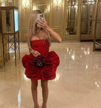 Strapless Rose Embellished Mini Dress H6215