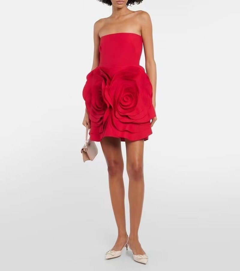 Strapless Rose Embellished Mini Dress H6215