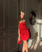 Strapless Rose Embellished Mini Dress H6215