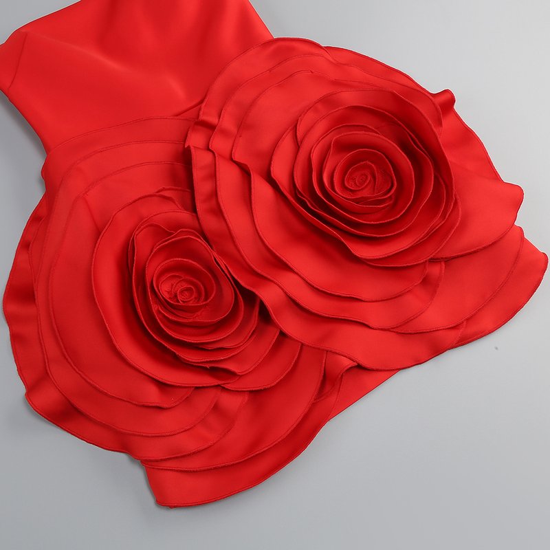 Strapless Rose Embellished Mini Dress H6215