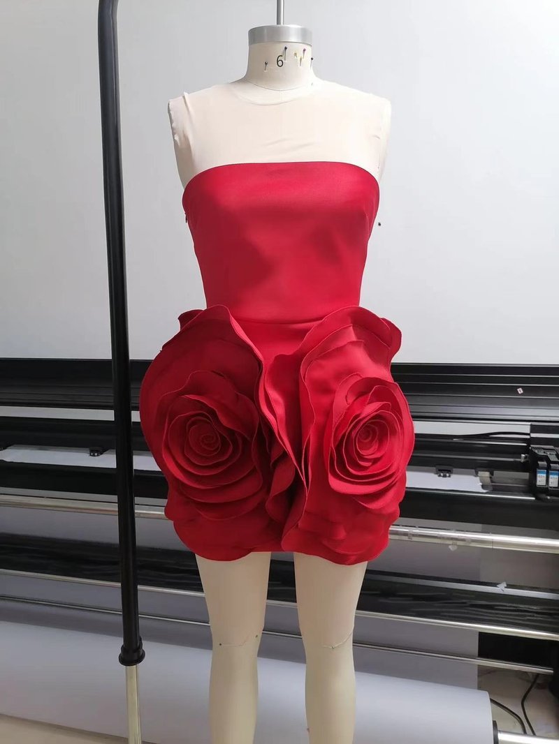 Strapless Rose Embellished Mini Dress H6215