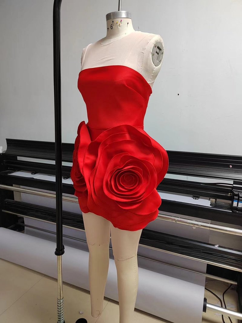 Strapless Rose Embellished Mini Dress H6215