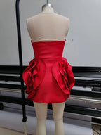 Strapless Rose Embellished Mini Dress H6215