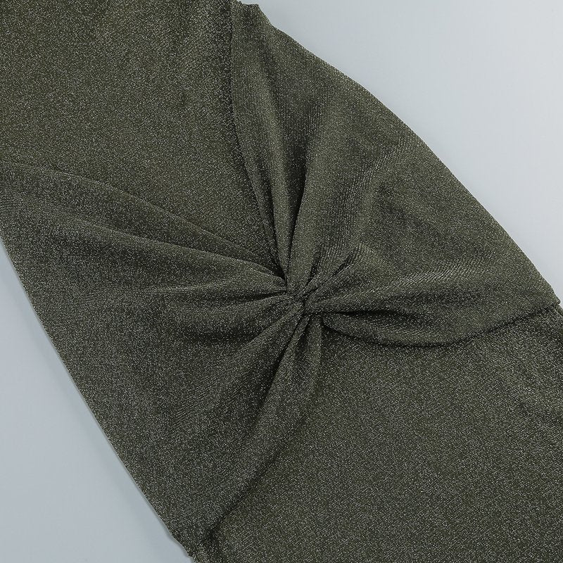 Strapless Ruched Olive Bandage Dress H6653