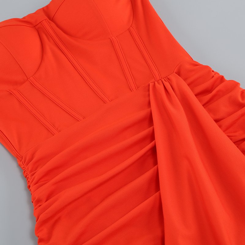 Strapless Ruched Slit Maxi Dress H6055
