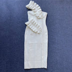 Strapless Ruffle Asymmetric Midi Dress H4236