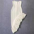 Strapless Ruffle Asymmetrical Gown H6371