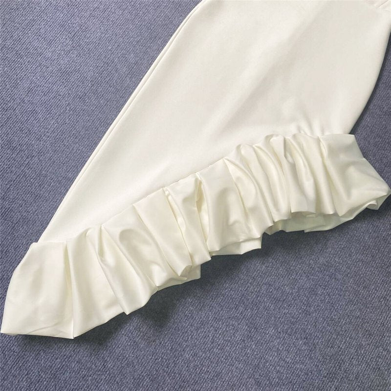 Strapless Ruffle Asymmetrical Gown H6371