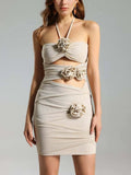 Strapless Ruffle Cutout Bandage Dress H6356