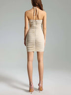 Strapless Ruffle Cutout Bandage Dress H6356