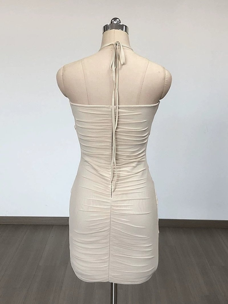 Strapless Ruffle Cutout Bandage Dress H6356