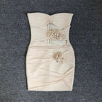 Strapless Ruffle Cutout Bandage Dress H6356