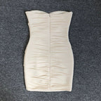 Strapless Ruffle Cutout Bandage Dress H6356