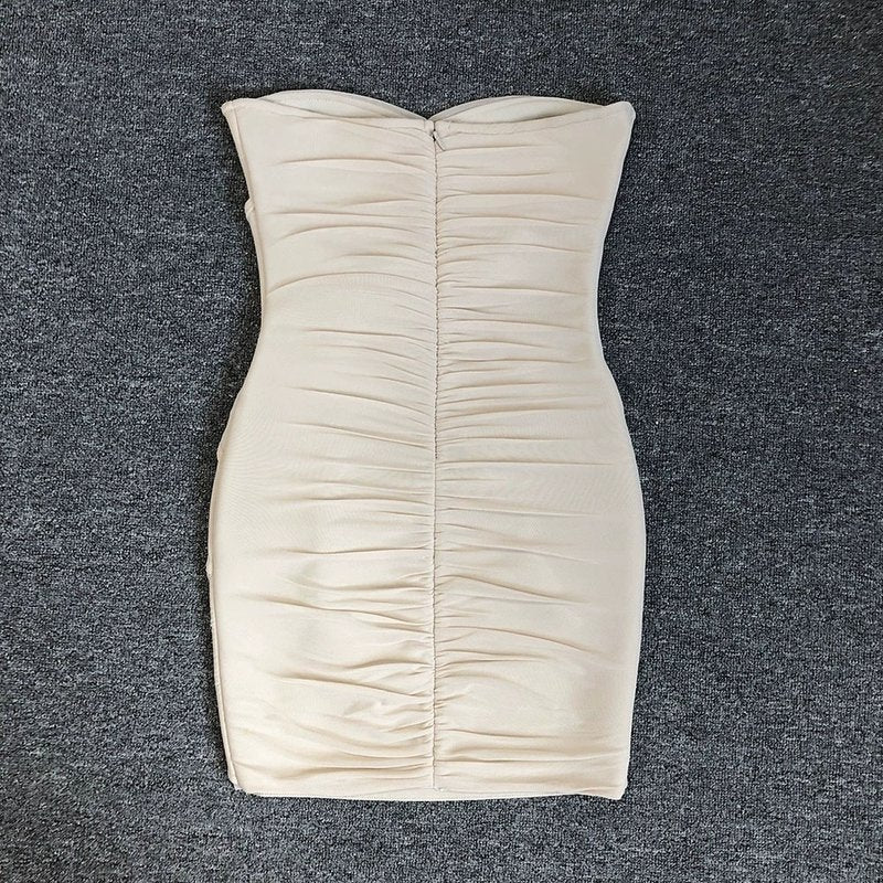 Strapless Ruffle Cutout Bandage Dress H6356