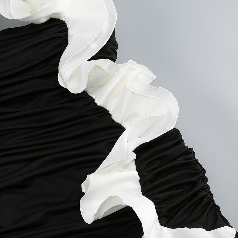Strapless Ruffle Floral Maxi Dress H7058
