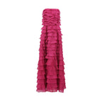 Strapless Ruffle Fuchsia Maxi Dress H6776
