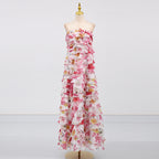Strapless Ruffle Fuchsia Maxi Dress H6776