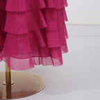 Strapless Ruffle Fuchsia Maxi Dress H6776
