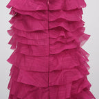 Strapless Ruffle Fuchsia Maxi Dress H6776