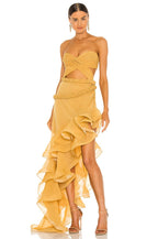 Strapless Ruffle High-Low Gown H6257