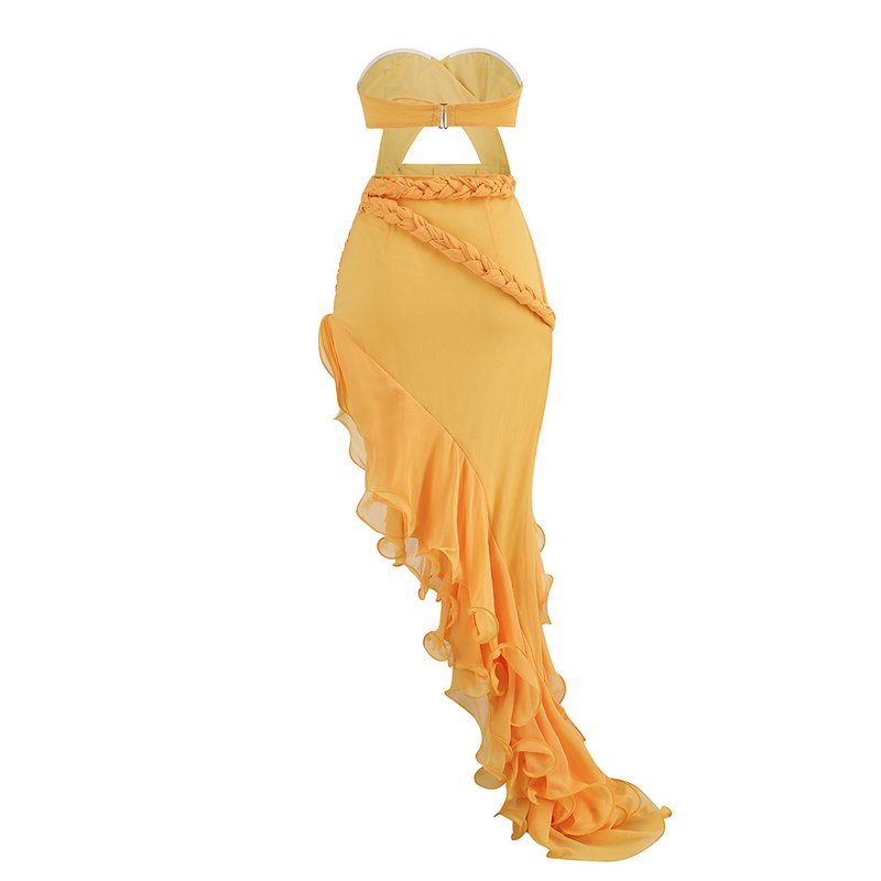 Strapless Ruffle High-Low Gown H6257