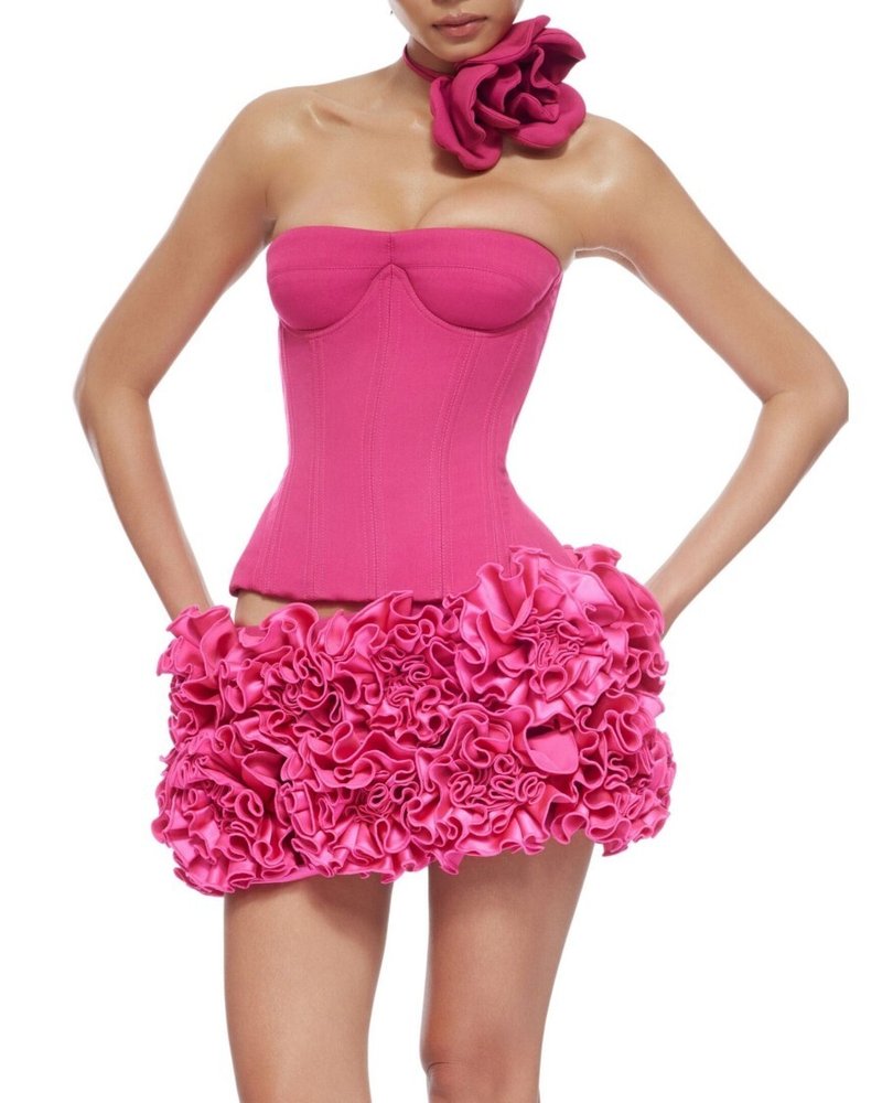 Strapless Ruffle Mini Dress H6513