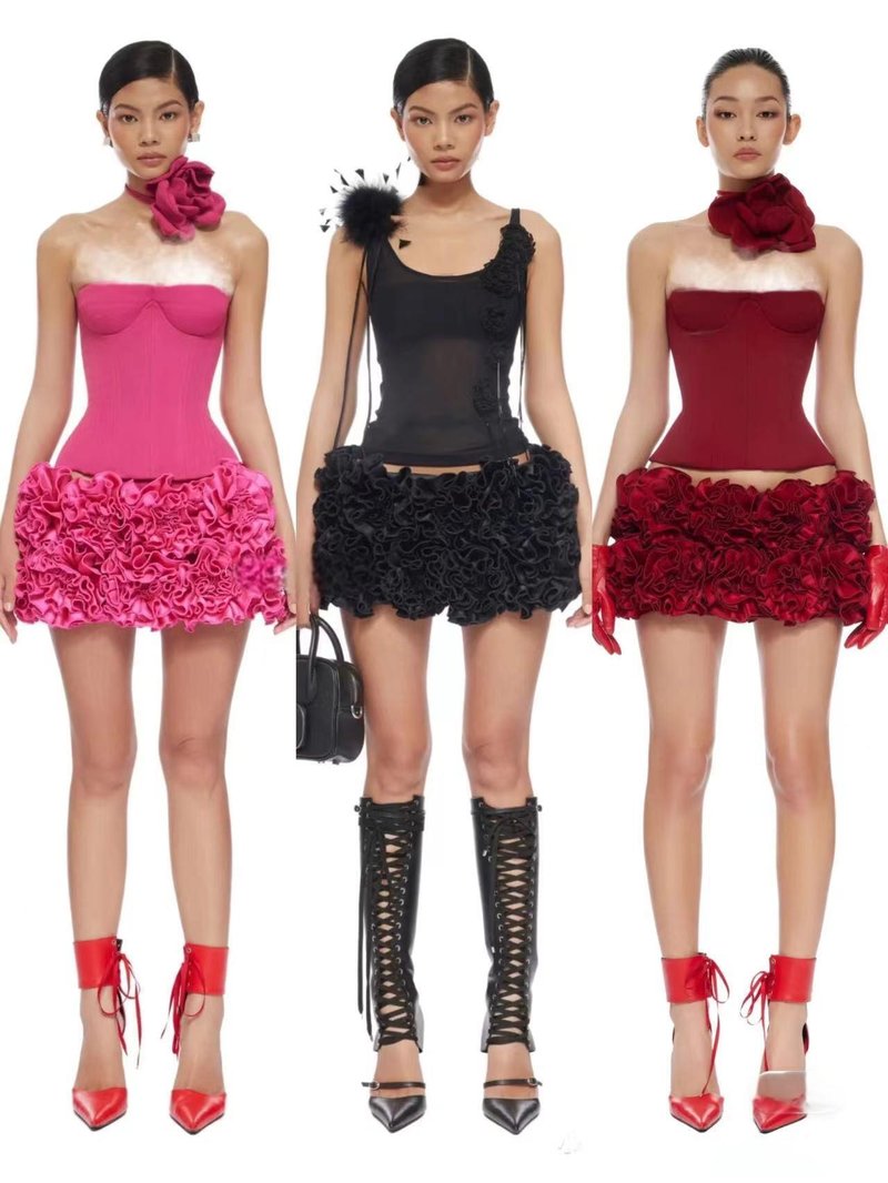 Strapless Ruffle Mini Dress H6513