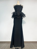 Strapless Ruffle Organza Maxi Dress H6667
