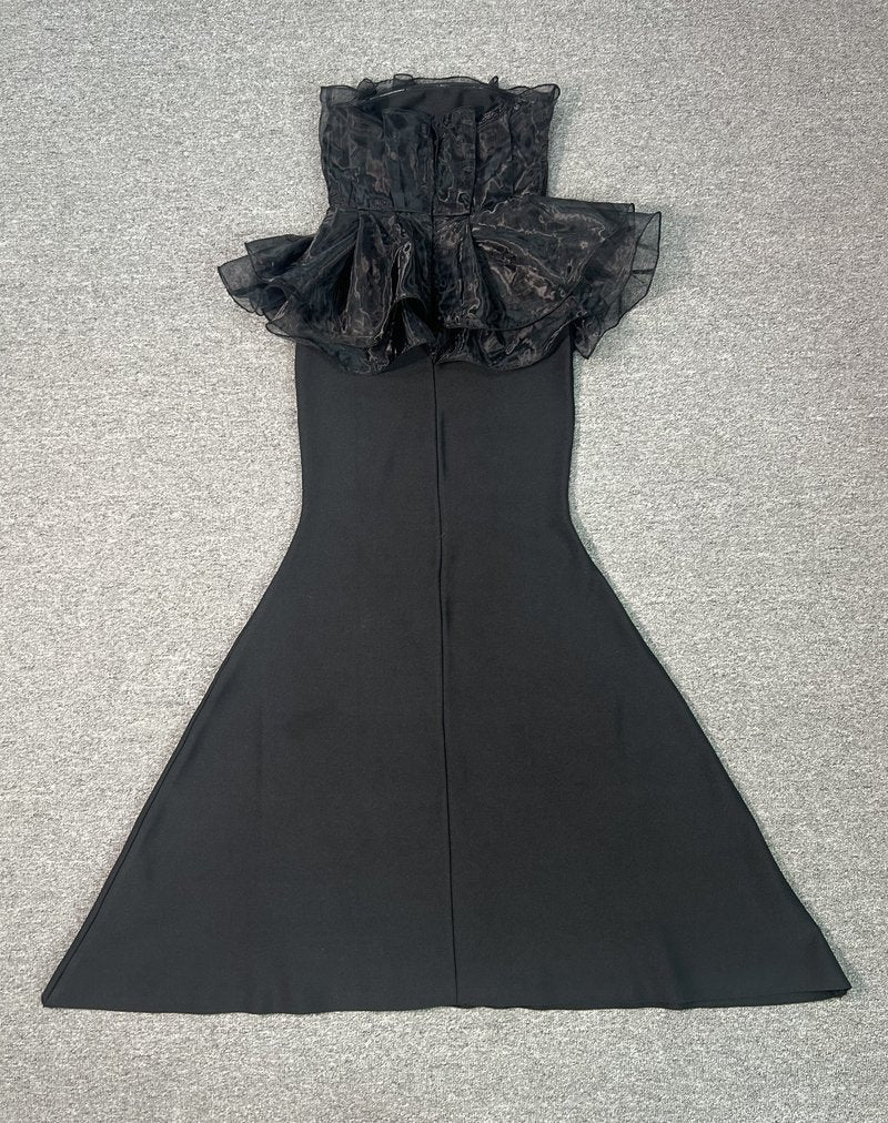 Strapless Ruffle Organza Maxi Dress H6667