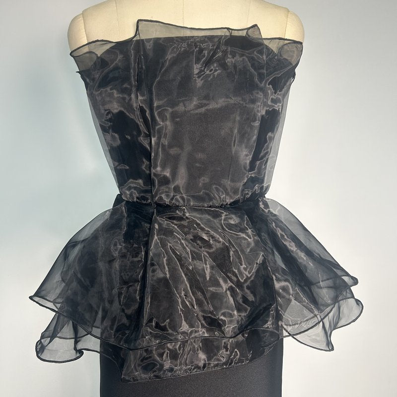 Strapless Ruffle Organza Maxi Dress H6667