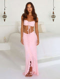 Strapless Ruffle Pink Maxi Dress H6408