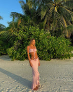Strapless Ruffle Pink Maxi Dress H6408