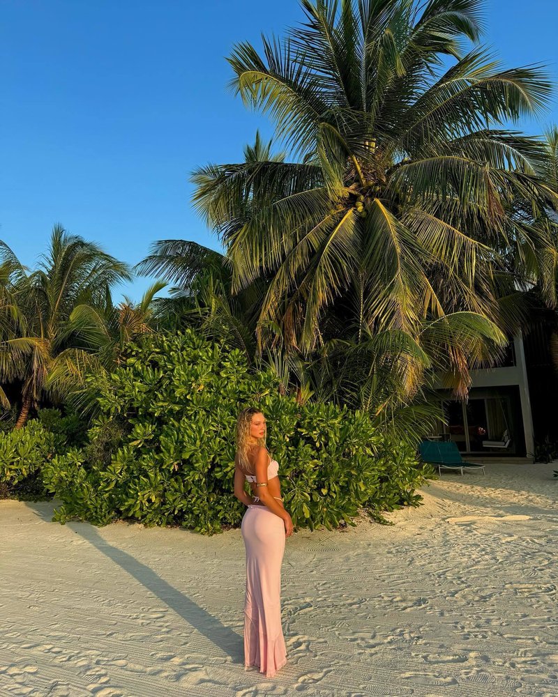 Strapless Ruffle Pink Maxi Dress H6408