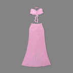 Strapless Ruffle Pink Maxi Dress H6408