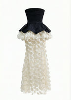 Strapless Ruffle Polka Dot Maxi Dress H7119