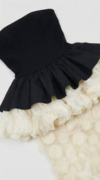 Strapless Ruffle Polka Dot Maxi Dress H7119
