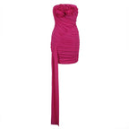 Strapless Ruffle Purple Bandage Dress H6227