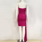 Strapless Ruffle Purple Bandage Dress H6227