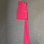 Strapless Ruffle Purple Bandage Dress H6227