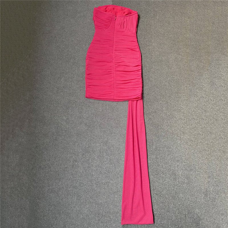Strapless Ruffle Purple Bandage Dress H6227