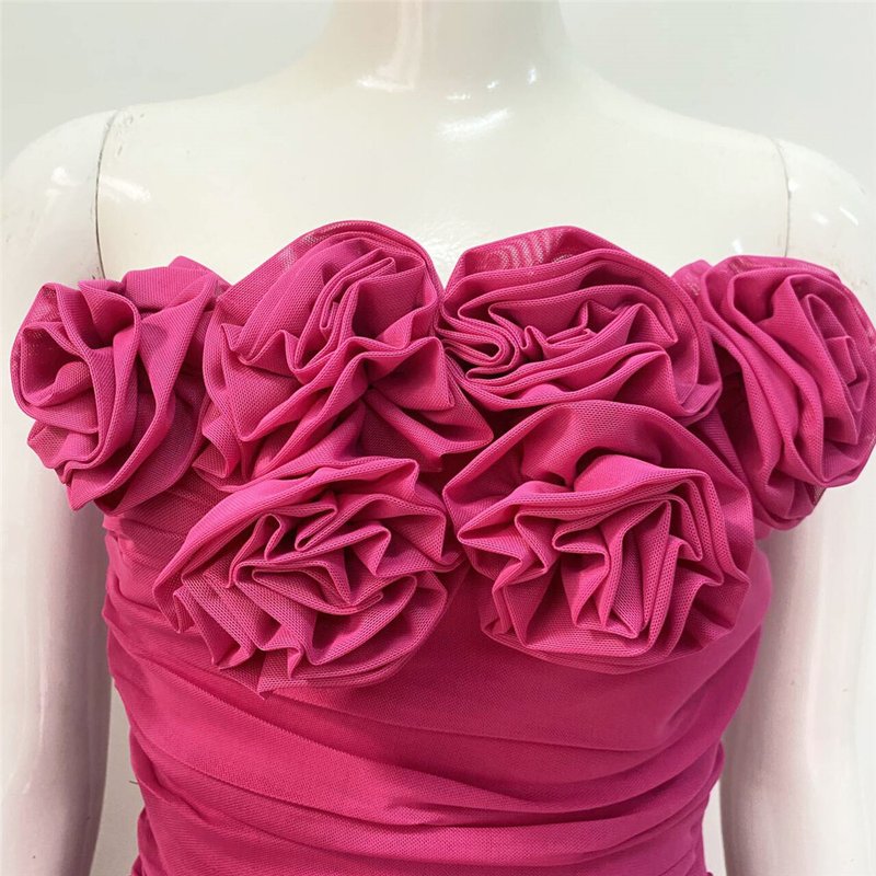 Strapless Ruffle Purple Bandage Dress H6227