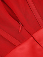 Strapless Ruffle Red Satin Gown H6327