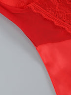 Strapless Ruffle Red Satin Gown H6327
