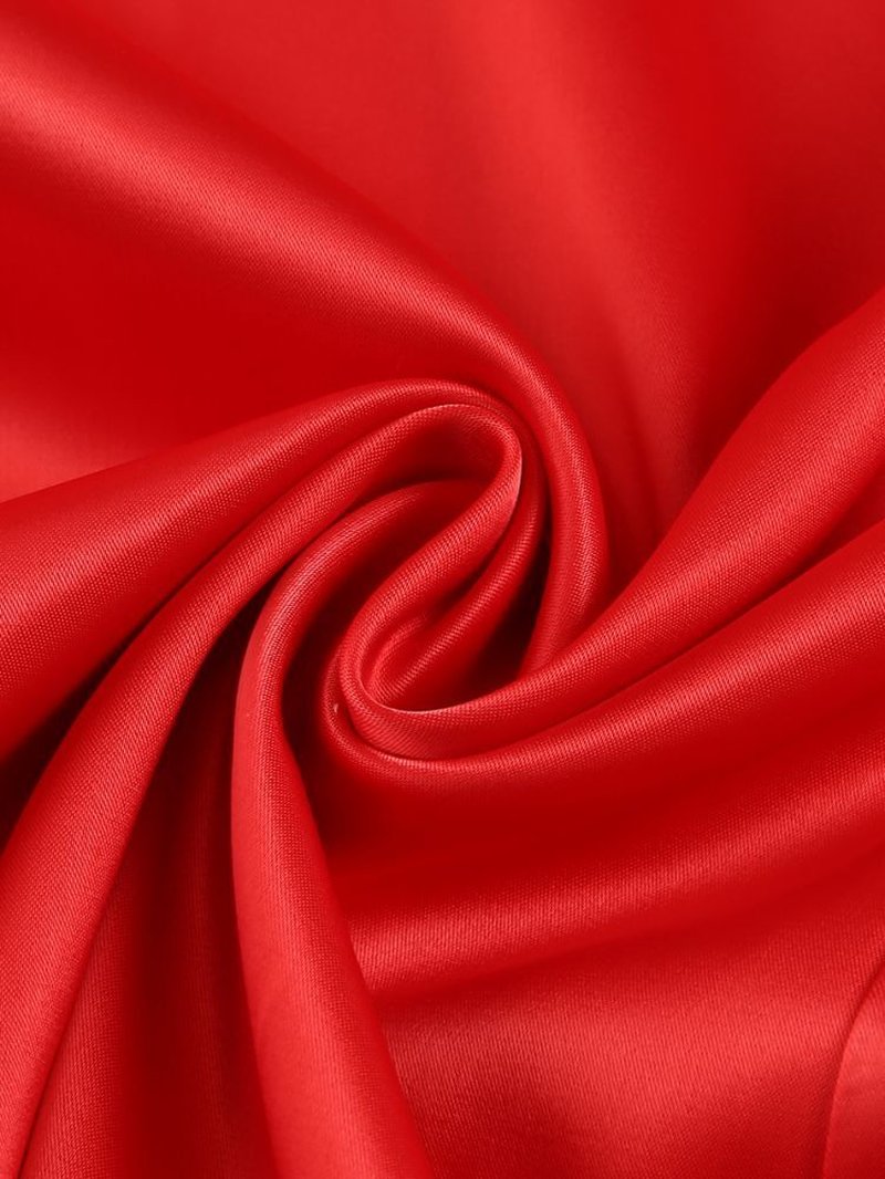 Strapless Ruffle Red Satin Gown H6327