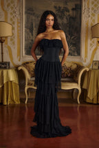 Strapless Ruffle Tiered Maxi Dress H6719