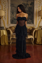Strapless Ruffle Tiered Maxi Dress H6719
