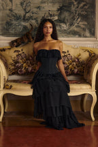 Strapless Ruffle Tiered Maxi Dress H6719