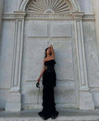 Strapless Ruffle Tiered Maxi Dress H6719
