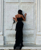 Strapless Ruffle Tiered Maxi Dress H6719