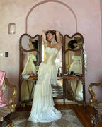 Strapless Ruffle Tiered Maxi Dress H6719